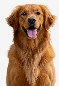 Golden retriever with tongue out
