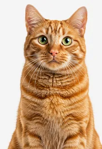 Orange tabby cat staring forward